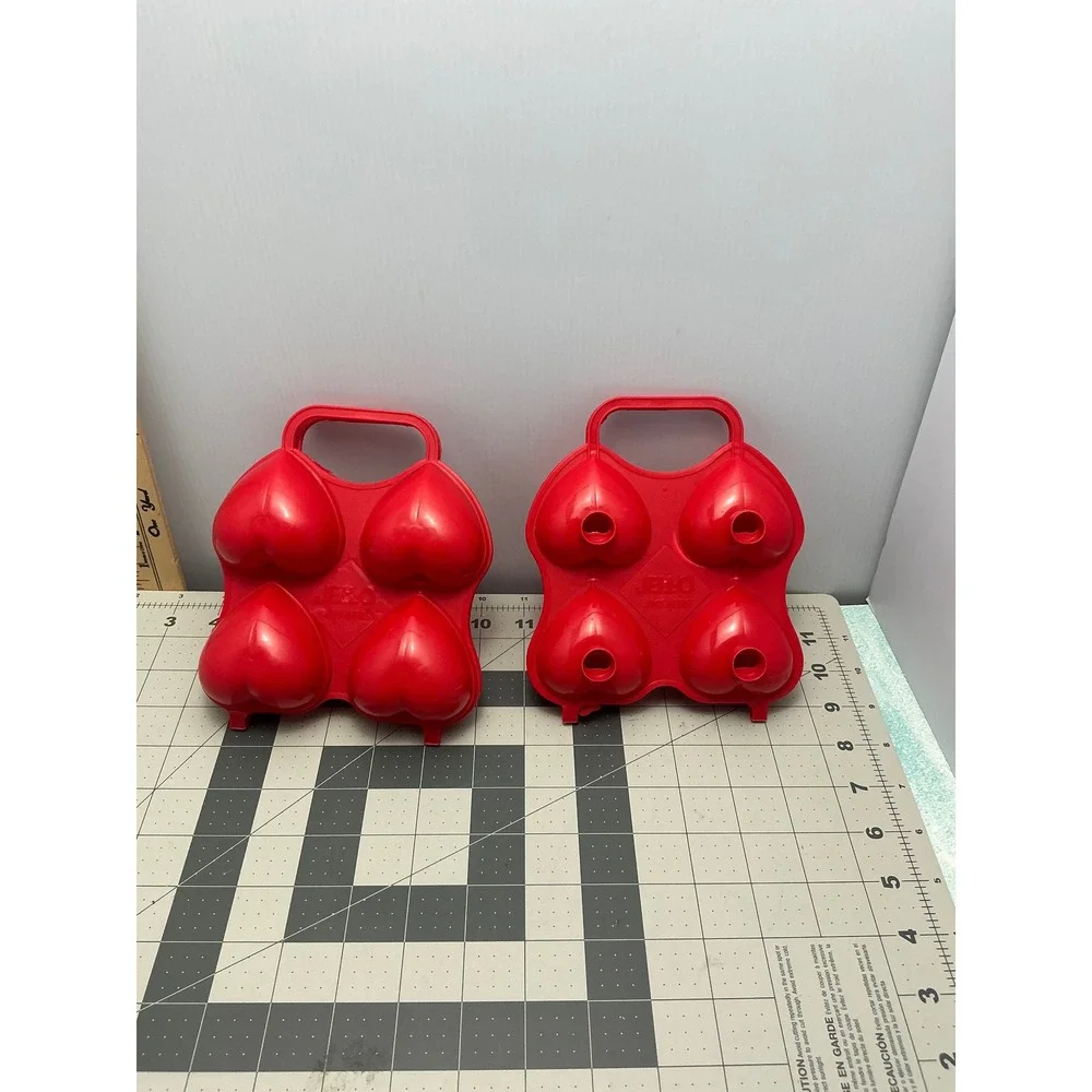 Vintage Jell-O Jigglers Heart Molds set of‎ 2 Red Plastic Valentine Set of 2